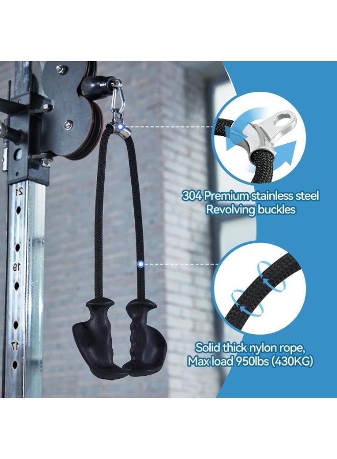 SportQ Triceps Ergonomi Cable Rope – Ergonomic Palm Design, TPE Grip Anti-Skid & Sweatproof, Heavy Duty Braided Nylon Rope Up to 430 kg, 304 Stainless Steel, Arm Exercises & Triceps – SportQ - Image 3